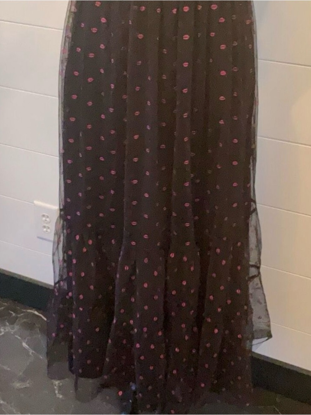 Betsey Johnson Tulle Bustier Midi Dress Glitter Lip Print 10 - Picture 3 of 10